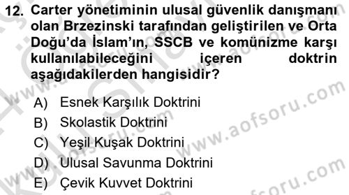 Siyasi Tarih 2 Dersi 2023 - 2024 Yılı Yaz Okulu Sınav Soruları 12. Soru