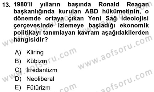 Siyasi Tarih 2 Dersi 2023 - 2024 Yılı Yaz Okulu Sınav Soruları 13. Soru