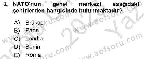 Siyasi Tarih 2 Dersi 2023 - 2024 Yılı Yaz Okulu Sınav Soruları 3. Soru