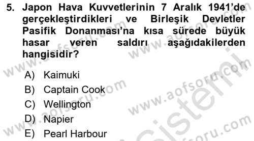 Siyasi Tarih 2 Dersi 2023 - 2024 Yılı Yaz Okulu Sınav Soruları 5. Soru