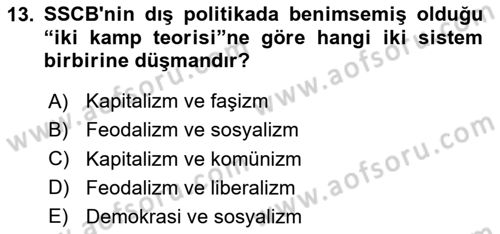 Siyasi Tarih 2 Dersi 2024 - 2025 Yılı (Vize) Ara Sınav Soruları 13. Soru