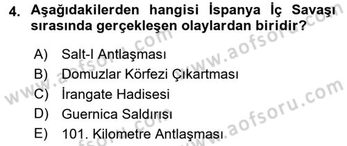 Siyasi Tarih 2 Dersi 2024 - 2025 Yılı (Vize) Ara Sınav Soruları 4. Soru