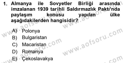 Siyasi Tarih 2 Dersi 2024 - 2025 Yılı (Final) Dönem Sonu Sınav Soruları 1. Soru