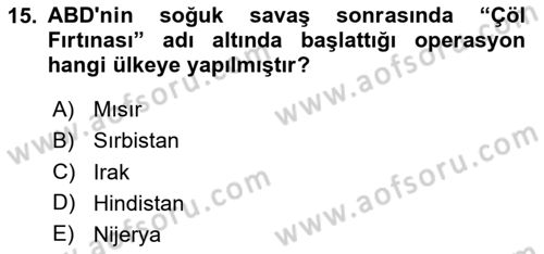 Siyasi Tarih 2 Dersi 2024 - 2025 Yılı (Final) Dönem Sonu Sınav Soruları 15. Soru
