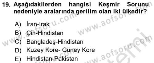 Siyasi Tarih 2 Dersi 2024 - 2025 Yılı (Final) Dönem Sonu Sınav Soruları 19. Soru