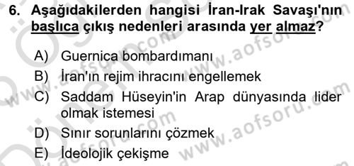 Siyasi Tarih 2 Dersi 2024 - 2025 Yılı (Final) Dönem Sonu Sınav Soruları 6. Soru