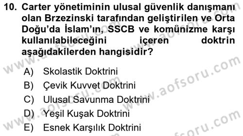 Siyasi Tarih 2 Dersi 2024 - 2025 Yılı Yaz Okulu Sınav Soruları 10. Soru