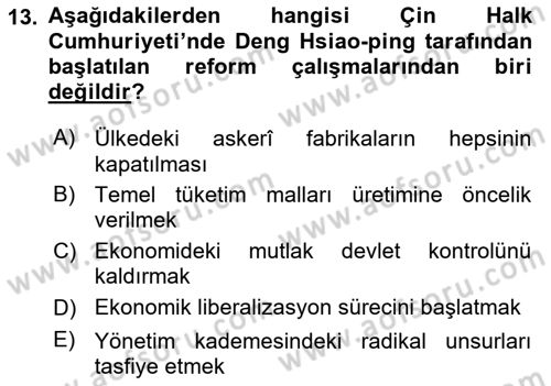 Siyasi Tarih 2 Dersi 2024 - 2025 Yılı Yaz Okulu Sınav Soruları 13. Soru