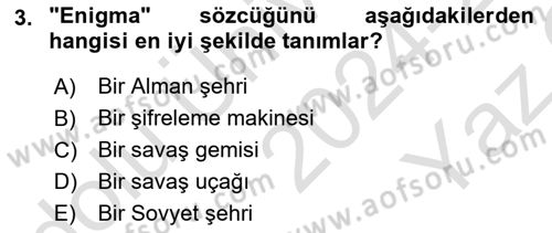 Siyasi Tarih 2 Dersi 2024 - 2025 Yılı Yaz Okulu Sınav Soruları 3. Soru