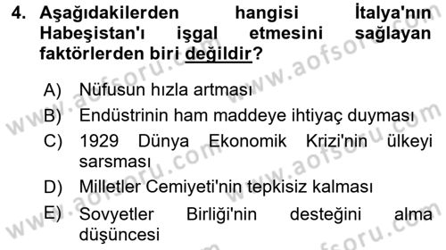Siyasi Tarih 2 Dersi 2024 - 2025 Yılı Yaz Okulu Sınav Soruları 4. Soru