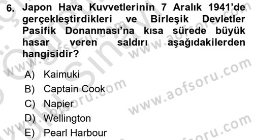 Siyasi Tarih 2 Dersi 2024 - 2025 Yılı Yaz Okulu Sınav Soruları 6. Soru