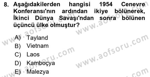 Siyasi Tarih 2 Dersi 2024 - 2025 Yılı Yaz Okulu Sınav Soruları 8. Soru