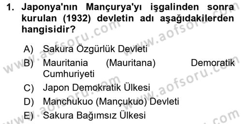 Siyasi Tarih 2 Dersi 2025 - 2026 Yılı (Vize) Ara Sınav Soruları 1. Soru