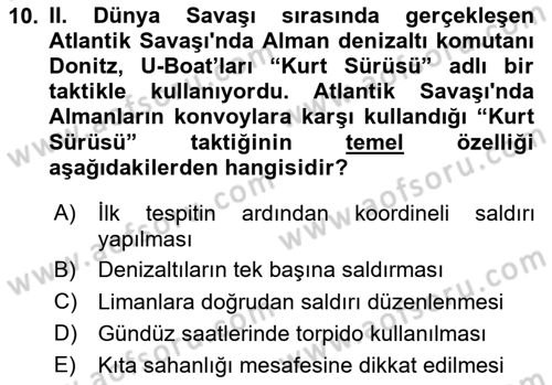 Siyasi Tarih 2 Dersi 2025 - 2026 Yılı (Vize) Ara Sınav Soruları 10. Soru