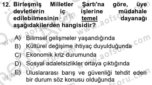 Siyasi Tarih 2 Dersi 2025 - 2026 Yılı (Vize) Ara Sınav Soruları 12. Soru