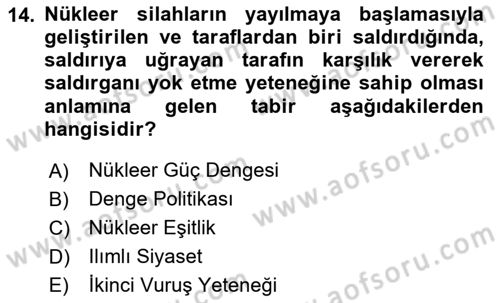 Siyasi Tarih 2 Dersi 2025 - 2026 Yılı (Vize) Ara Sınav Soruları 14. Soru