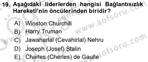 Siyasi Tarih 2 Dersi 2025 - 2026 Yılı (Vize) Ara Sınav Soruları 19. Soru
