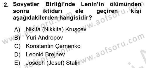 Siyasi Tarih 2 Dersi 2025 - 2026 Yılı (Vize) Ara Sınav Soruları 2. Soru