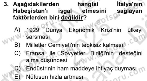 Siyasi Tarih 2 Dersi 2025 - 2026 Yılı (Vize) Ara Sınav Soruları 3. Soru