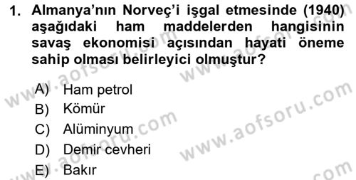 Siyasi Tarih 2 Dersi 2025 - 2026 Yılı (Final) Dönem Sonu Sınav Soruları 1. Soru