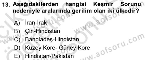 Siyasi Tarih 2 Dersi 2025 - 2026 Yılı (Final) Dönem Sonu Sınav Soruları 13. Soru