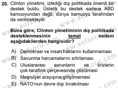 Siyasi Tarih 2 Dersi 2025 - 2026 Yılı (Final) Dönem Sonu Sınav Soruları 20. Soru