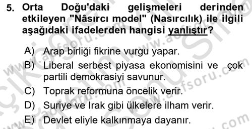 Siyasi Tarih 2 Dersi 2025 - 2026 Yılı (Final) Dönem Sonu Sınav Soruları 5. Soru