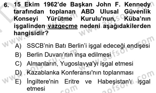 Siyasi Tarih 2 Dersi 2025 - 2026 Yılı (Final) Dönem Sonu Sınav Soruları 6. Soru
