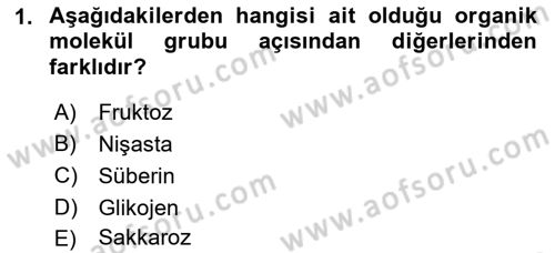 Genel Biyoloji Dersi Ara Sınavı Deneme Sınav Soruları 1. Soru
