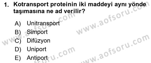 Genel Biyoloji Dersi 2022 - 2023 Yılı (Final) Dönem Sonu Sınav Soruları 1. Soru