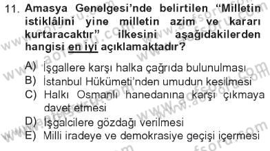 Atatürk İlkeleri Ve İnkılap Tarihi 1 Dersi 2012 - 2013 Yılı Tek Ders Sınav Soruları 11. Soru