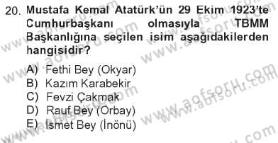Atatürk İlkeleri Ve İnkılap Tarihi 1 Dersi 2012 - 2013 Yılı Tek Ders Sınav Soruları 20. Soru