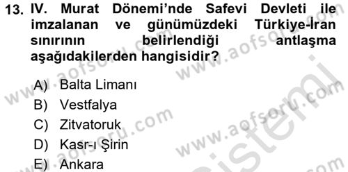Atatürk İlkeleri Ve İnkılap Tarihi 1 Dersi 2017 - 2018 Yılı (Vize) Ara Sınav Soruları 13. Soru