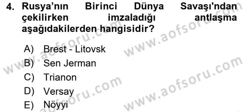 Atatürk İlkeleri Ve İnkılap Tarihi 1 Dersi 2017 - 2018 Yılı (Vize) Ara Sınav Soruları 4. Soru