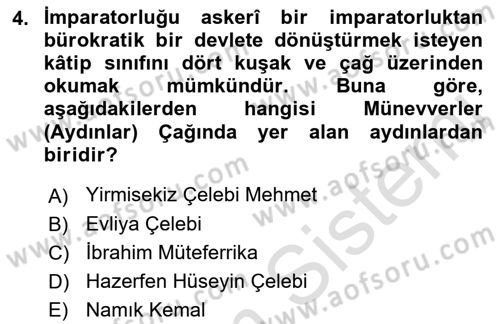 Atatürk İlkeleri Ve İnkılap Tarihi 1 Dersi 2023 - 2024 Yılı (Vize) Ara Sınav Soruları 4. Soru
