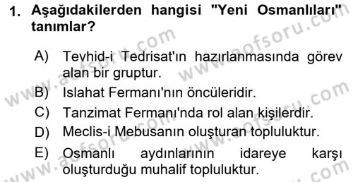 Atatürk İlkeleri Ve İnkılap Tarihi 1 Dersi 2025 - 2026 Yılı (Final) Dönem Sonu Sınav Soruları 1. Soru