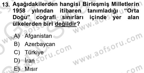 Atatürk İlkeleri Ve İnkılap Tarihi 1 Dersi 2025 - 2026 Yılı (Final) Dönem Sonu Sınav Soruları 13. Soru