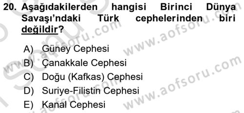 Atatürk İlkeleri Ve İnkılap Tarihi 1 Dersi 2025 - 2026 Yılı (Final) Dönem Sonu Sınav Soruları 20. Soru