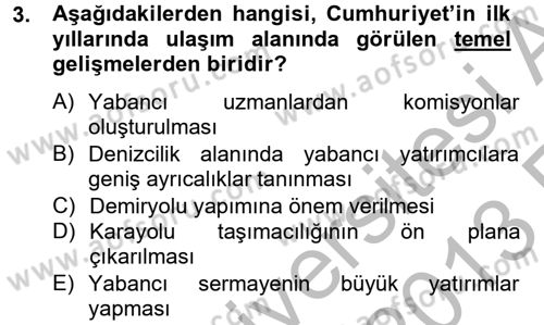 Atatürk İlkeleri Ve İnkılap Tarihi 2 Dersi 2012 - 2013 Yılı (Vize) Ara Sınav Soruları 3. Soru