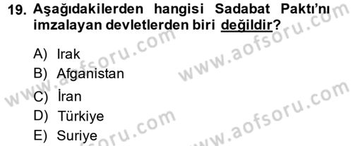 Atatürk İlkeleri Ve İnkılap Tarihi 2 Dersi 2013 - 2014 Yılı (Vize) Ara Sınav Soruları 19. Soru