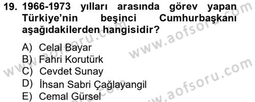 Atatürk İlkeleri Ve İnkılap Tarihi 2 Dersi 2013 - 2014 Yılı Tek Ders Sınav Soruları 19. Soru