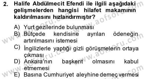 Atatürk İlkeleri Ve İnkılap Tarihi 2 Dersi 2013 - 2014 Yılı Tek Ders Sınav Soruları 2. Soru