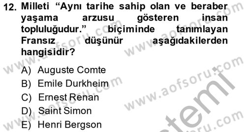 Atatürk İlkeleri Ve İnkılap Tarihi 2 Dersi 2014 - 2015 Yılı (Vize) Ara Sınav Soruları 12. Soru