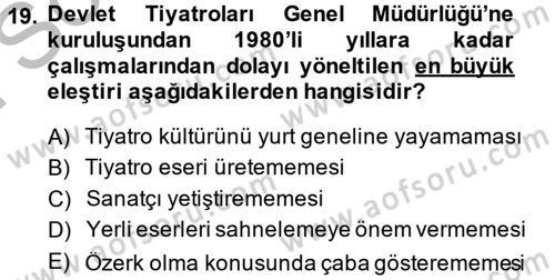 Atatürk İlkeleri Ve İnkılap Tarihi 2 Dersi 2014 - 2015 Yılı (Final) Dönem Sonu Sınav Soruları 19. Soru