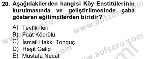 Atatürk İlkeleri Ve İnkılap Tarihi 2 Dersi 2014 - 2015 Yılı Tek Ders Sınav Soruları 20. Soru