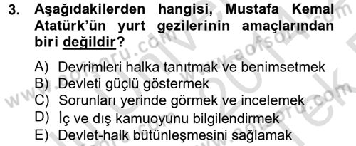 Atatürk İlkeleri Ve İnkılap Tarihi 2 Dersi 2014 - 2015 Yılı Tek Ders Sınav Soruları 3. Soru