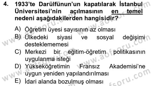 Atatürk İlkeleri Ve İnkılap Tarihi 2 Dersi 2014 - 2015 Yılı Tek Ders Sınav Soruları 4. Soru