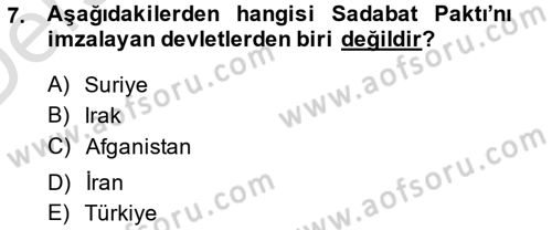 Atatürk İlkeleri Ve İnkılap Tarihi 2 Dersi 2014 - 2015 Yılı Tek Ders Sınav Soruları 7. Soru