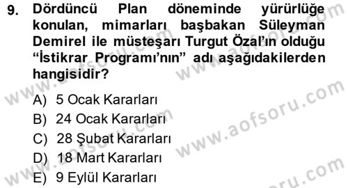 Atatürk İlkeleri Ve İnkılap Tarihi 2 Dersi 2014 - 2015 Yılı Tek Ders Sınav Soruları 9. Soru
