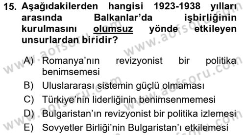 Atatürk İlkeleri Ve İnkılap Tarihi 2 Dersi 2015 - 2016 Yılı (Vize) Ara Sınav Soruları 15. Soru